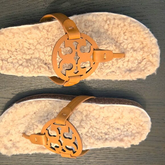 Tory Burch Miller Cloud Sandals Shearling Nappa Leather (size 7.5) - Picture 2 of 7